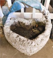 Concrete heart shaped basket yard décor, 21" x