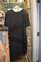 Scala Black Beaded Dress, Size XXL, Silk Lined,