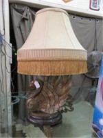 HEAVY BRASS SWAN LAMP 29"T
