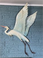 Metal Sculpture Egret Bird Wall Art
