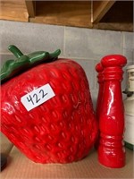 STRAWBERRY COOKIE JAR, SALT AND PEPPER