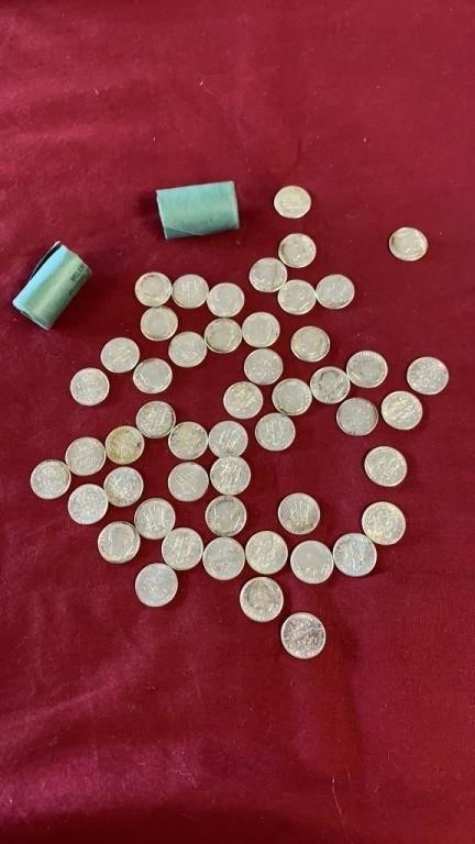 BAG OF 50 EISENHOWER SILVER DIMES BU