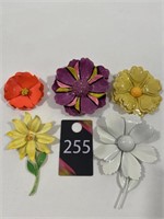 Hand Painted Metal Flower Pins