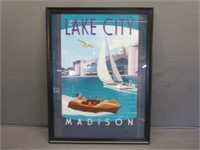 ~ Beautiful Madison WI " lake City " Print 20x26"
