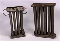 2 tin candle molds, 12 candles each, 10" tall (tin