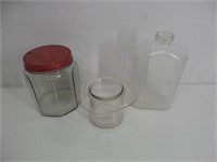 Lot (3) Glass Items - Canister