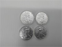 (4) silver Eagles in plastic