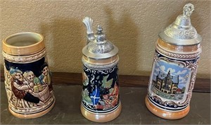 F - LOT OF 3 COLLECTIBLE STEINS (A49)