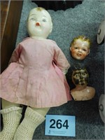 Minerva tin doll head only, Germany -
