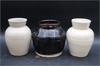 Vtg. Chinese Brown Glaze Vase+2 Weyman's Snuffers