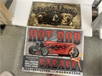 Hot rod and dog day metal signs