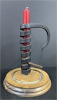 Spiral Rod Iron & Wooden Candleholder