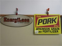 (2) Metal Signs - EnergiLass, Atkinson Grain &