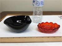 L. E. Small Dish & Black Glass Dish