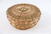Native Art Woodland Lidded Woven Basket