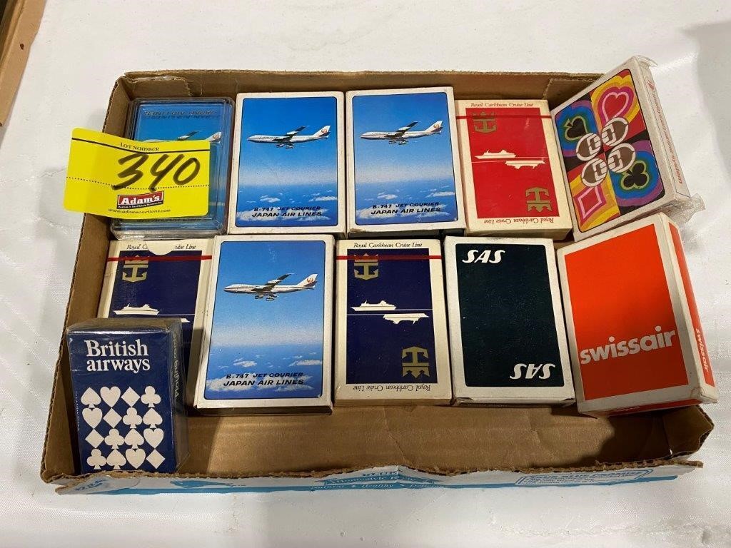 GROUP OF AIRLINE THEMED DECKS OF PLAYING CARDS