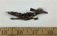 Mexican 950 fine silver abalone roadrunner pin 6
