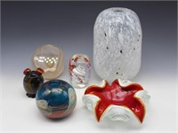 6 Pieces of Studio Art Glass