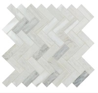 MSI Angora Herringbone Polished Marble Mosaic Tile