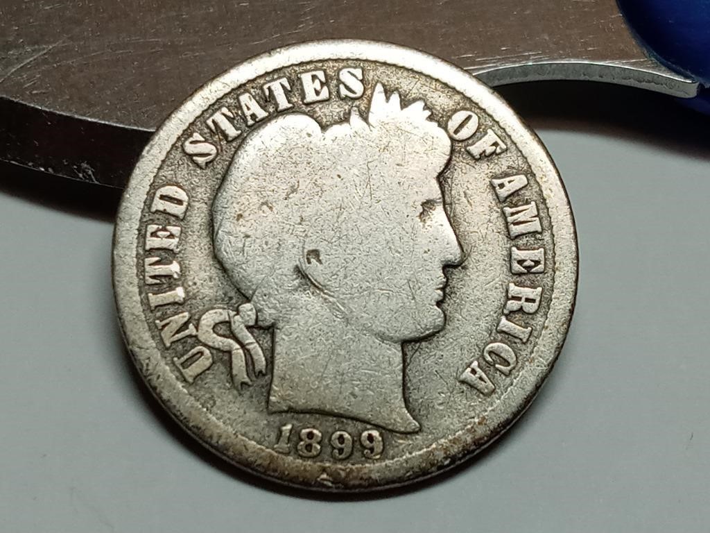 OF) better date 1899 O silver Barber dime