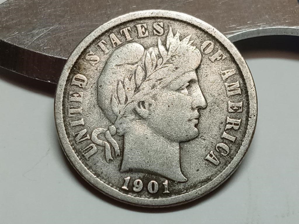 OF) 1901 partial liberty silver Barber dime