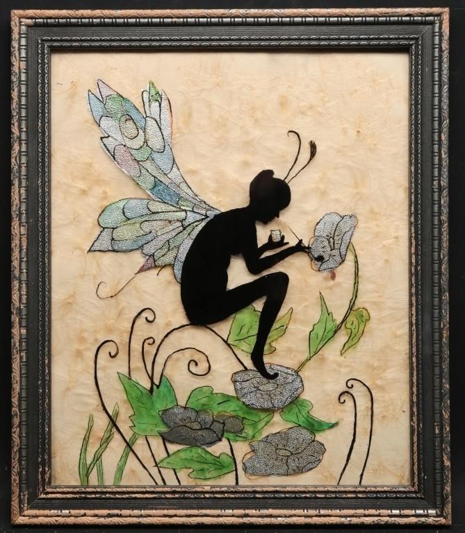 Large Reverse Painted Silhouette Fairy Art