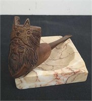 4-in Agate ashtray and carved wooden pipe