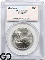 1993-W Madison Commemorative 50c, PCGS MS69