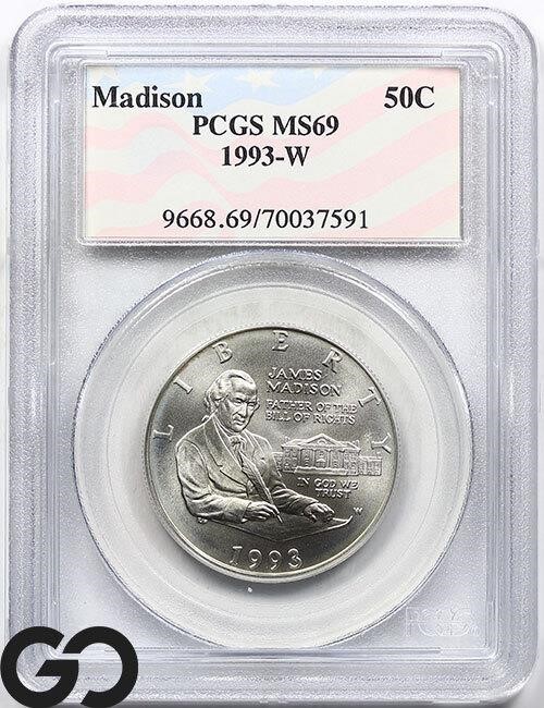 1993-W Madison Commemorative 50c, PCGS MS69