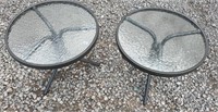 TWO NICE METAL/GLASS DECK END TABLES