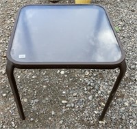 FROSTED GLASS METAL DECK TABLE 20 X 20 X 1