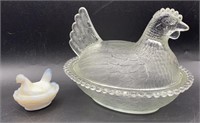 Vintage Clear Indiana Glass Lidded Hen Candy Dish
