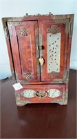 Heavy Wood & Metal Jewelry Chest 12 inches High