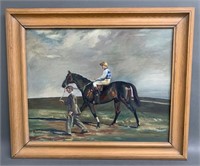 Fine Oil on Canvas of Jockey/Rider & Lead