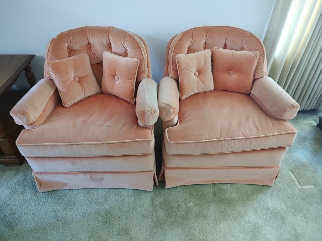 2 Sherrill Peach Colored Armchairs