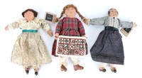 3 June Wildash Folk Art Girl Dolls, Quilt