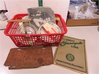 Plastic Basket with Vintage Misc.