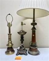 3x Vintage Lamps - Some Wear
