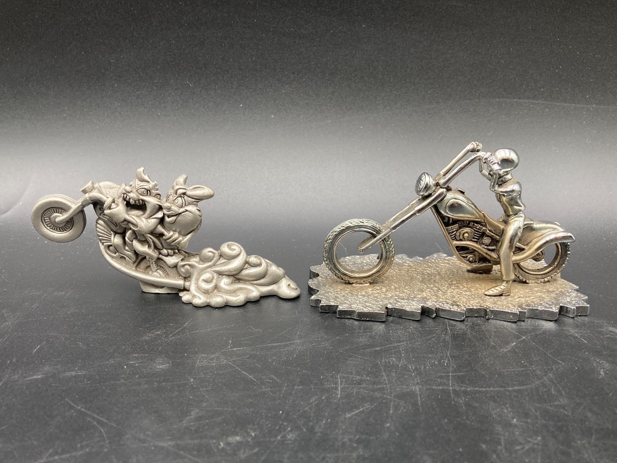 Pewter Biker Figures W/ Looney Tunes