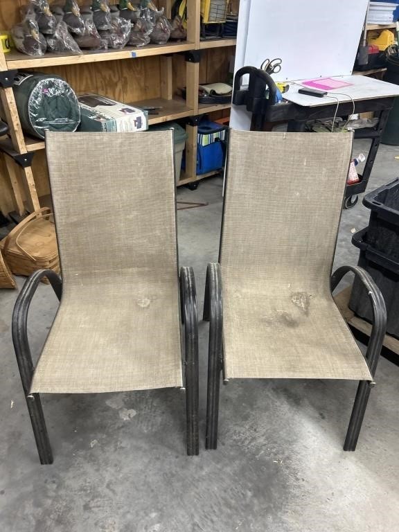Two outdoor lawn chairs 37 in tall 18 1/2 in wide