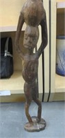 Hand Carved Wooden Statue carrying water Pot