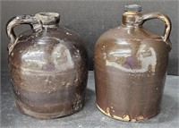 (F) Brown Glazed Stoneware Beehive Jugs. 8" Tall.