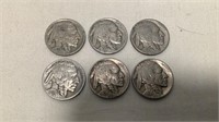 (6) 1936 Indian Head Buffalo Nickels