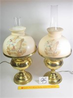 Pair of Vintage Hurricane Lamps Electric Both
