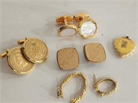 Men's gold-tone cufflinks & locket