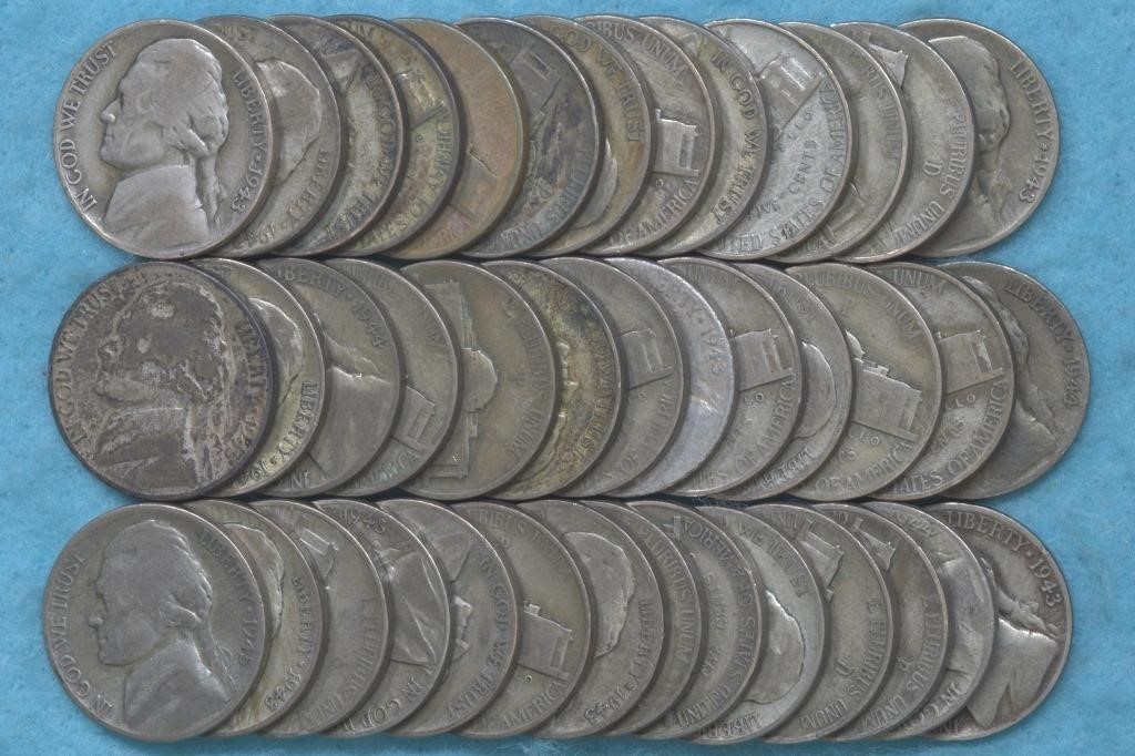 Roll of 35% Silver Jefferson War Nickels