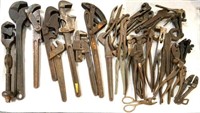 Lot: Appx. 30 Antique Wrenches, etc.