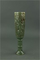 Fine Rare Chinese Imperial Green Jade Wine Vessel