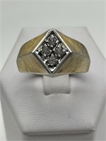 18K HGE Vintage CZ Crystal Men's Ring