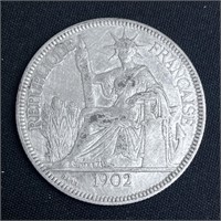 1902 Indochina 27 gram Silver Piastre De Commerce